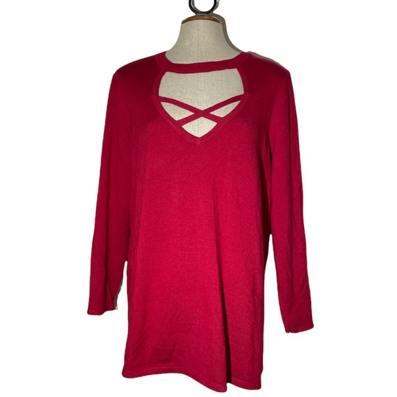 TORRID Strappy Cage Pullover Sweater in Jester Red - Picture 2 of 10